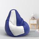 Biggie Bean Bag 1Xl Bean Bag Chair with Beans Filled-Perfect for Living Room,Bedroom,Study-Sale Design(Regular-Blue White)-Faux Leather