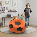 Biggie Bean Bag 1Xl Bean Bag Chair with Beans Filled-Perfect for Living Room,Bedroom,Study-Sale Design(Regular-Orange Black)-Faux Leather