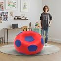 Biggie Bean Bag 1Xl Bean Bag Chair with Beans Filled-Perfect for Living Room,Bedroom,Study-Sale Design(Regular-Red Blue)-Faux Leather