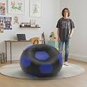 Biggie Bean Bag 1Xl Bean Bag Chair with Beans Filled-Perfect for Living Room,Bedroom,Study-Sale Design(Regular-Black Blue)-Faux Leather