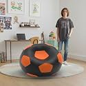Biggie Bean Bag 1Xl Bean Bag Chair with Beans Filled-Perfect for Living Room,Bedroom,Study-Sale Design(Regular-Black Orange)-Faux Leather