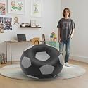 Biggie Bean Bag 1Xl Bean Bag Chair with Beans Filled-Perfect for Living Room,Bedroom,Study-Sale Design(Regular-Black Light-Grey)-Faux Leather