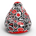 Biggie Bean Bag 1Xl Bean Bag Chair with Beans Filled-Perfect for Living Room,Bedroom,Study-Sale Design(Printed - Full-Chic - F - Black Red)-Faux Leather