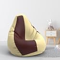 Biggie Bean Bag 1Xl Bean Bag Chair with Beans Filled-Perfect for Living Room,Bedroom,Study-Sale Design(Regular-Cream Maroon)-Faux Leather