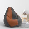 Biggie Bean Bag 1Xl Bean Bag Chair with Beans Filled-Perfect for Living Room,Bedroom,Study-Sale Design(Regular-Dark-Grey Tan-Brown)-Faux Leather