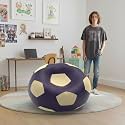 Biggie Bean Bag 1Xl Bean Bag Chair with Beans Filled-Perfect for Living Room,Bedroom,Study-Sale Design(Regular-Indigo Cream)-Faux Leather