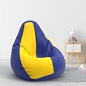 Biggie Bean Bag 1Xl Bean Bag Chair with Beans Filled-Perfect for Living Room,Bedroom,Study-Sale Design(Regular-Blue Yellow)-Faux Leather