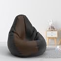 Biggie Bean Bag 1Xl Bean Bag Chair with Beans Filled-Perfect for Living Room,Bedroom,Study-Sale Design(Regular-Black Brown)-Faux Leather