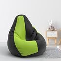 Biggie Bean Bag 1Xl Bean Bag Chair with Beans Filled-Perfect for Living Room,Bedroom,Study-Sale Design(Regular-Black Pea-Green)-Faux Leather