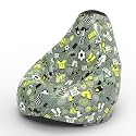 Biggie Bean Bag 1Xl Bean Bag Chair with Beans Filled-Perfect for Living Room,Bedroom,Study-Sale Design(Printed - Full-Soccer - F - Light-Grey Black)-Faux Leather