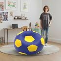Biggie Bean Bag 1Xl Bean Bag Chair with Beans Filled-Perfect for Living Room,Bedroom,Study-Sale Design(Regular-Blue Yellow)-Faux Leather