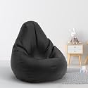Biggie Bean Bag 1Xl Bean Bag Chair with Beans Filled-Perfect for Living Room,Bedroom,Study-Sale Design(Regular-Black)-Faux Leather