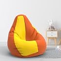 Biggie Bean Bag 1Xl Bean Bag Chair with Beans Filled-Perfect for Living Room,Bedroom,Study-Sale Design(Regular-Orange Yellow)-Faux Leather
