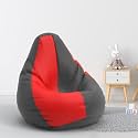 Biggie Bean Bag 1Xl Bean Bag Chair with Beans Filled-Perfect for Living Room,Bedroom,Study-Sale Design(Regular-Dark-Grey Red)-Faux Leather