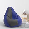 Biggie Bean Bag 1Xl Bean Bag Chair with Beans Filled-Perfect for Living Room,Bedroom,Study-Sale Design(Regular-Blue Dark-Grey)-Faux Leather