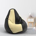 Biggie Bean Bag 1Xl Bean Bag Chair with Beans Filled-Perfect for Living Room,Bedroom,Study-Sale Design(Regular-Black Cream)-Faux Leather