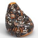 Biggie Bean Bag 1Xl Bean Bag Chair with Beans Filled-Perfect for Living Room,Bedroom,Study-Sale Design(Printed - Full-Lets Go Champ - F - Black Orange)-Faux Leather