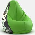 Biggie Bean Bag 1Xl Bean Bag Chair with Beans Filled-Perfect for Living Room,Bedroom,Study-Sale Design(Printed - Raodie -Raodie-Artwork 6 - Pea-Green)-Faux Leather