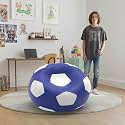 Biggie Bean Bag 1Xl Bean Bag Chair with Beans Filled-Perfect for Living Room,Bedroom,Study-Sale Design(Regular-Blue White)-Faux Leather