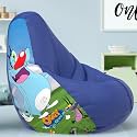Biggie Bean Bag 1Xl Bean Bag Chair with Beans Filled-Perfect for Living Room,Bedroom,Study-Sale Design(Printed - Ogii-Ogii - Art 2 - Blue)-Faux Leather
