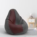 Biggie Bean Bag 1Xl Bean Bag Chair with Beans Filled-Perfect for Living Room,Bedroom,Study-Sale Design(Regular-Dark-Grey Maroon)-Faux Leather
