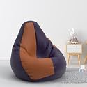 Biggie Bean Bag 1Xl Bean Bag Chair with Beans Filled-Perfect for Living Room,Bedroom,Study-Sale Design(Regular-Indigo Tan-Brown)-Faux Leather