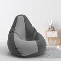Biggie Bean Bag 1Xl Bean Bag Chair with Beans Filled-Perfect for Living Room,Bedroom,Study-Sale Design(Regular-Dark-Grey Light-Grey)-Faux Leather