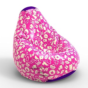 biggie bean bag 2xl bean bag chair with beans filled-perfect for living roombedroomstudy-sale designprinted - full-my style - f - pink black