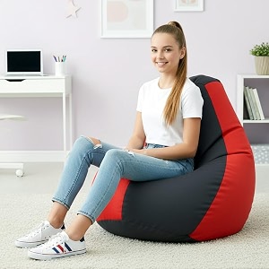 biggie bean bag 2xl bean bag chair with beans filled-perfect for living roombedroomstudy-sale designregular-indigo red-faux leather