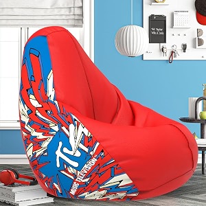 biggie bean bag 2xl bean bag chair with beans filled-perfect for living roombedroomstudy-sale designprinted - mttvv-mttvv_artwork-3 - red