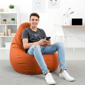 biggie bean bag 2xl bean bag chair with beans filled-perfect for living roombedroomstudy-sale designregular-orange-faux leather
