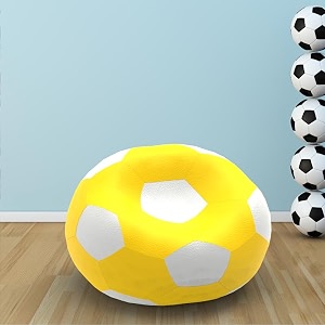 biggie bean bag 2xl bean bag chair with beans filled-perfect for living roombedroomstudy-sale designregular-yellow white-faux leather