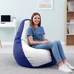 biggie bean bag 2xl bean bag chair with beans filled-perfect for living roombedroomstudy-sale designregular-blue white-faux leather
