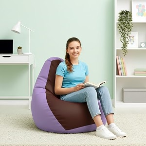 biggie bean bag 2xl bean bag chair with beans filled-perfect for living roombedroomstudy-sale designregular-light-grey maroon-faux leather