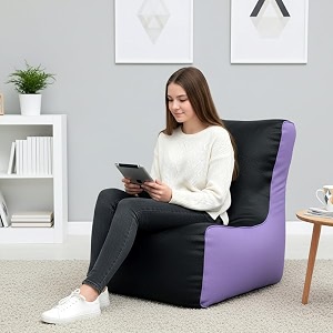 biggie bean bag 2xl bean bag chair with beans filled-perfect for living roombedroomstudy-sale designregular-black lavender-faux leather