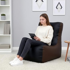 biggie bean bag 2xl bean bag chair with beans filled-perfect for living roombedroomstudy-sale designregular-black brown-faux leather