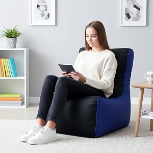 biggie bean bag 2xl bean bag chair with beans filled-perfect for living roombedroomstudy-sale designregular-black blue-faux leather
