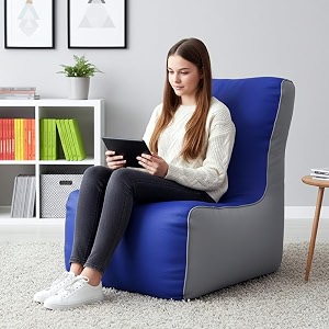 biggie bean bag 2xl bean bag chair with beans filled-perfect for living roombedroomstudy-sale designregular-blue light-grey-faux leather
