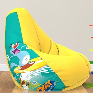 biggie bean bag 2xl bean bag chair with beans filled-perfect for living roombedroomstudy-sale designprinted - ogii-ogii - art 13 - yellow