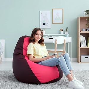 biggie bean bag 2xl bean bag chair with beans filled-perfect for living roombedroomstudy-sale designregular-maroon pink-faux leather