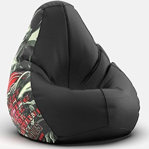 biggie bean bag 2xl bean bag chair with beans filled-perfect for living roombedroomstudy-sale designprinted - raodie -raodie-artwork 2 - black