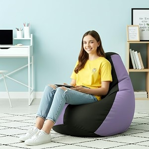 biggie bean bag 2xl bean bag chair with beans filled-perfect for living roombedroomstudy-sale designregular-black lavender-faux leather