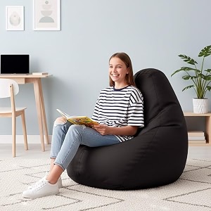 biggie bean bag 2xl bean bag chair with beans filled-perfect for living roombedroomstudy-sale designregular-black-faux leather