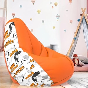 biggie bean bag 2xl bean bag chair with beans filled-perfect for living roombedroomstudy-sale designprinted - gurus amp bhoels-gampb - art 21 - orange