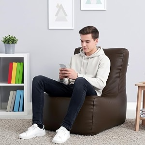 biggie bean bag 2xl bean bag chair with beans filled-perfect for living roombedroomstudy-sale designregular-brown-faux leather