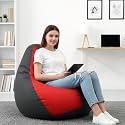 Biggie Bean Bag 2XL Bean Bag Chair with Beans Filled-Perfect for Living Room,Bedroom,Study-Sale Design(Regular-Dark-Grey Red)-Faux Leather