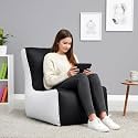 Biggie Bean Bag 2XL Bean Bag Chair with Beans Filled-Perfect for Living Room,Bedroom,Study-Sale Design(Regular-Black White)-Faux Leather