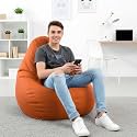 Biggie Bean Bag 2XL Bean Bag Chair with Beans Filled-Perfect for Living Room,Bedroom,Study-Sale Design(Regular-Orange)-Faux Leather