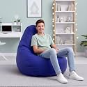 Biggie Bean Bag 2XL Bean Bag Chair with Beans Filled-Perfect for Living Room,Bedroom,Study-Sale Design(Regular-Blue)-Faux Leather