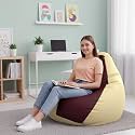 Biggie Bean Bag 2XL Bean Bag Chair with Beans Filled-Perfect for Living Room,Bedroom,Study-Sale Design(Regular-Cream Maroon)-Faux Leather